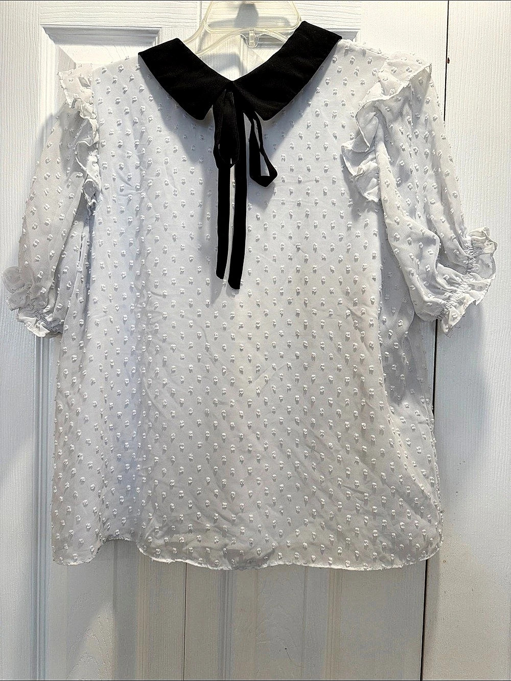 Women's Polka Dot Blouse in White & Black